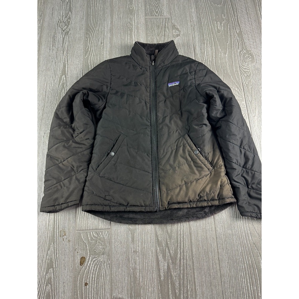Patagonia Youth Reversible Black Jacket Insulated Puffer Fleece Outdoor